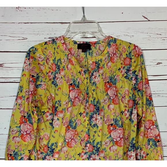 J.Crew Liberty Fabrics Women's Size 2 Yellow Floral Long Sleeve Button Top Shirt - Picture 4 of 12